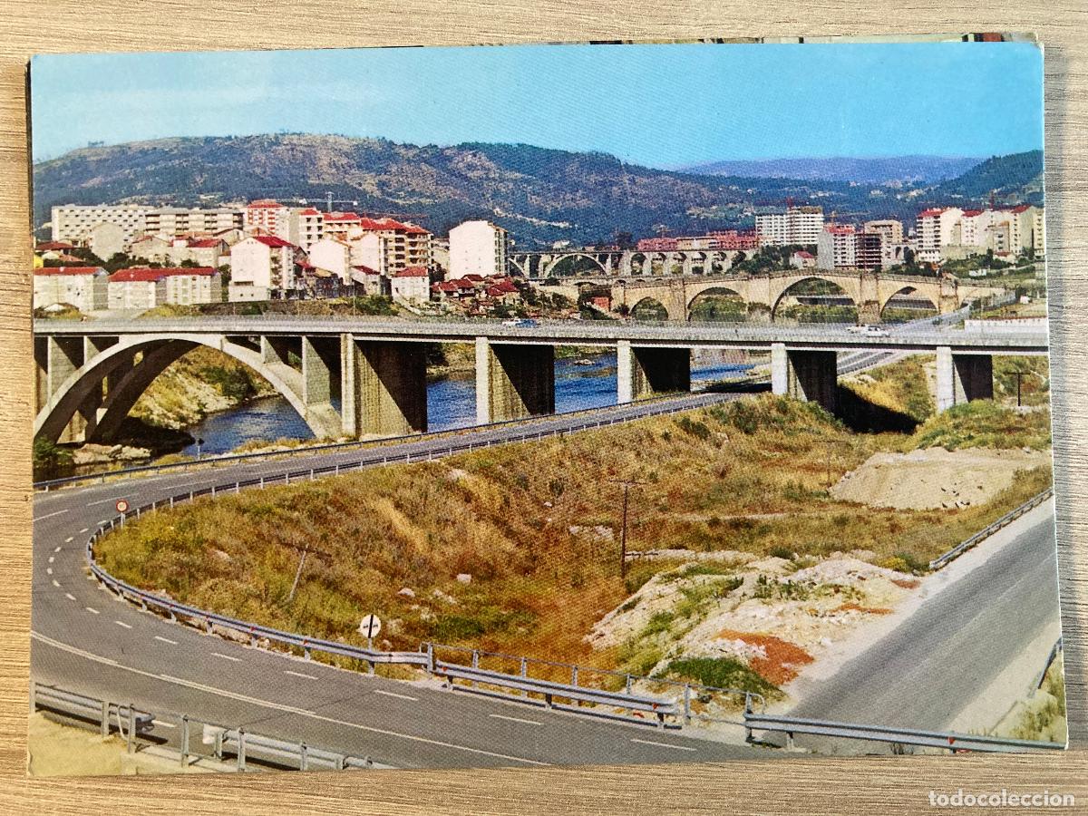 Postales: POSTAL, ORENSE, 1031, PUENTES SOBRE EL RIO MI&Ntilde;O, EDIICIONES PARIS, ZARAGOZA