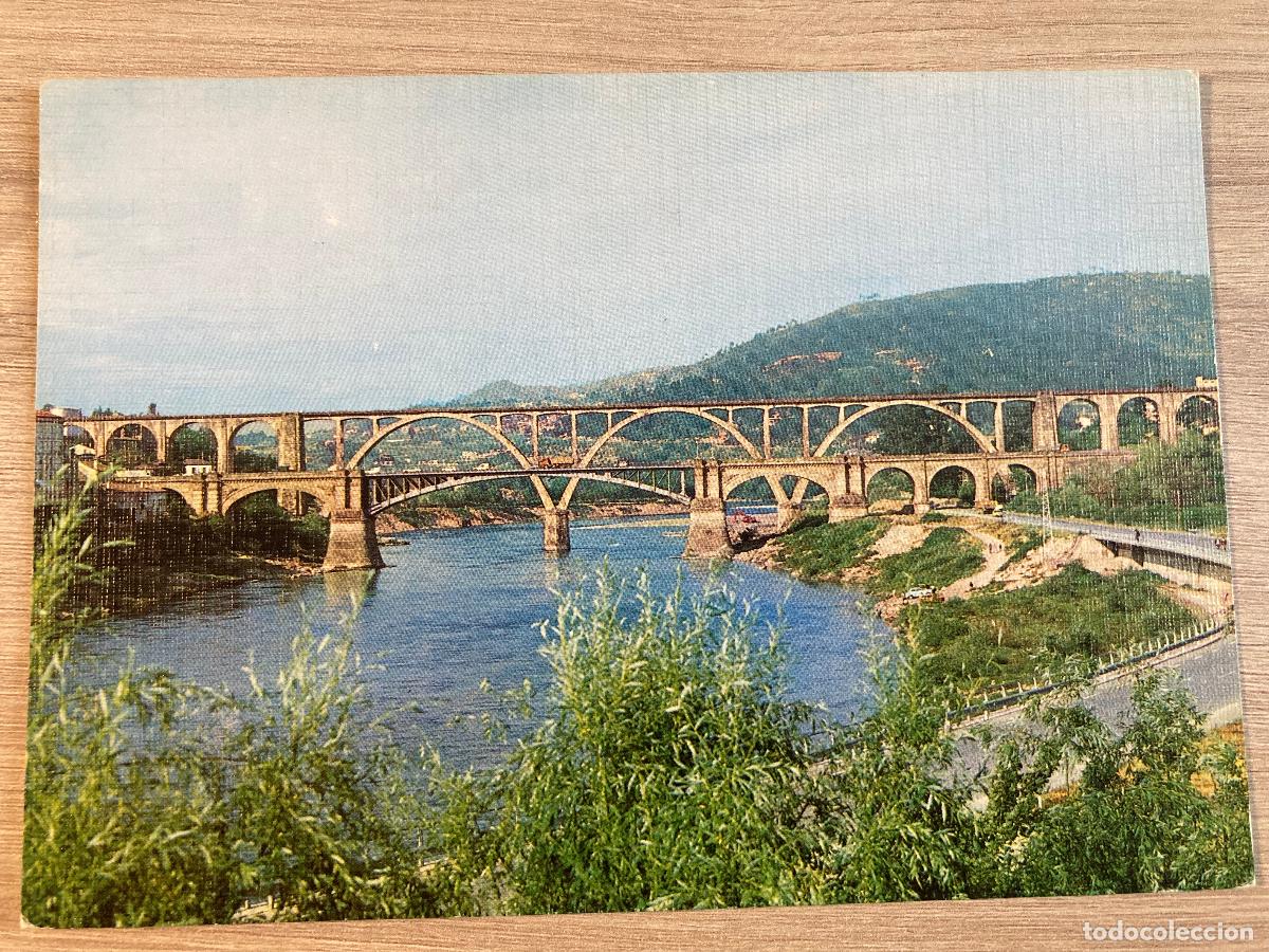 Postales: POSTAL, ORENSE, 1089, PUENTE DEL FERROCARRIL SOBRE EL RIO MI&Ntilde;O, EDIICIONES PARIS, ZARAGOZA