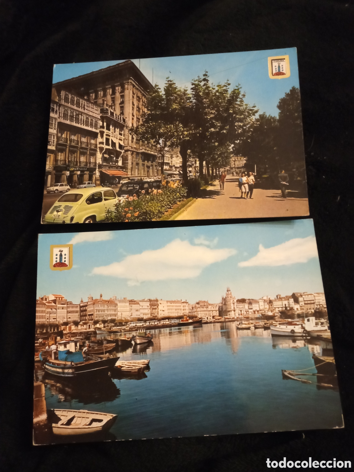 Postales: Dos antiguas postales fotogr&aacute;ficas de La Coru&ntilde;a