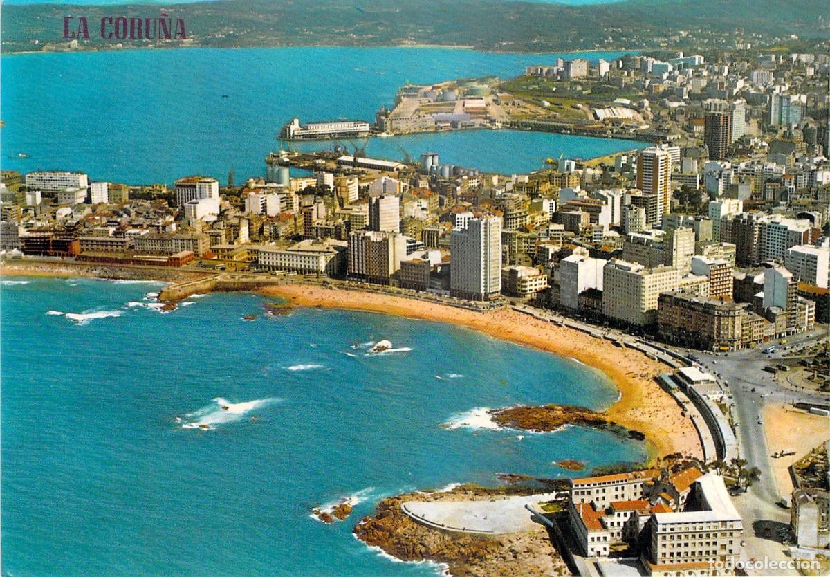 Postales: Postal de La Coru&ntilde;a - Vista A&eacute;rea Panor&aacute;mica de la Ciudad y Costa