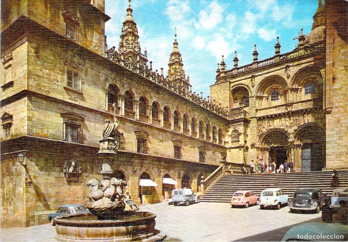 Postales: Postal Santiago de Compostela Fuente y Fachada de las Plater&iacute;as
