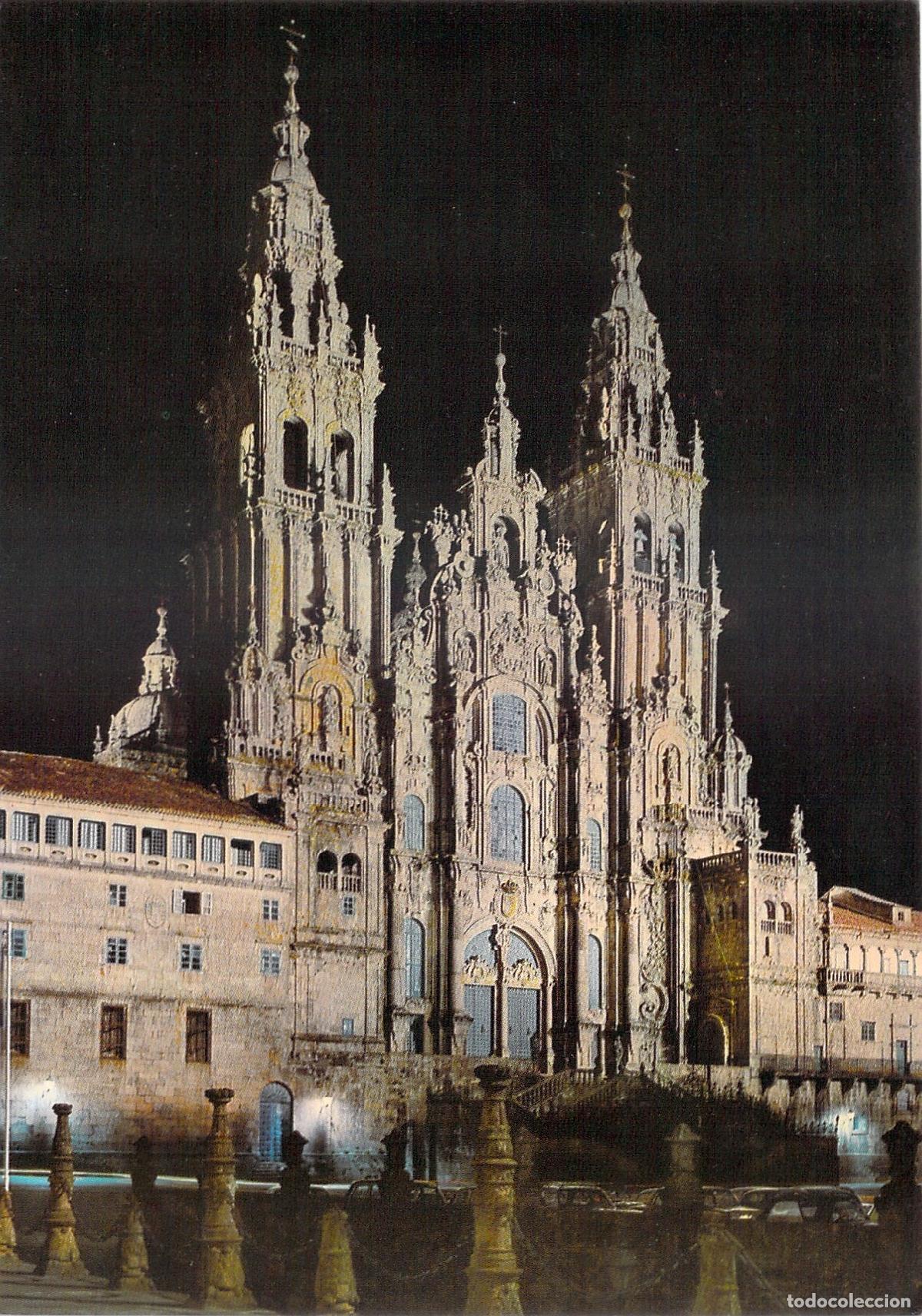 Postales: Postal Catedral Santiago de Compostela Fachada del Obradoiro Iluminada
