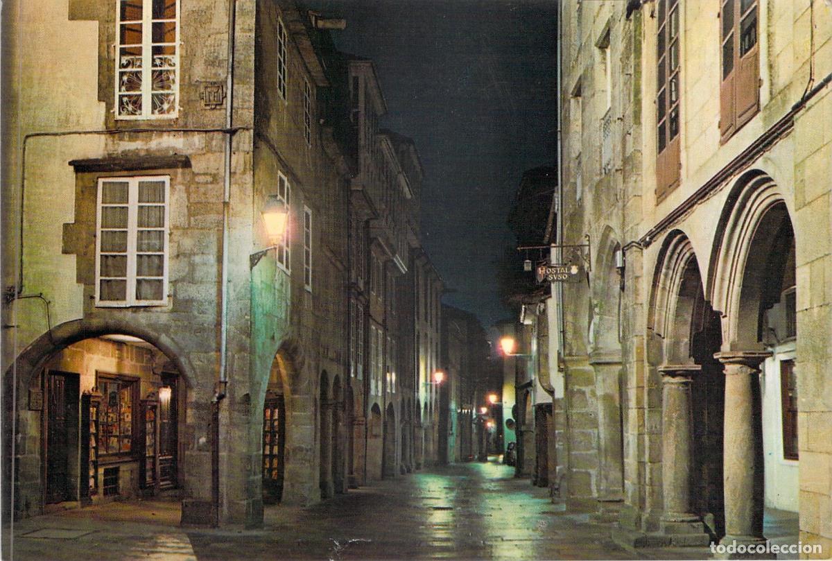 Postales: Postal de Santiago de Compostela - La Rua Nova de Noche