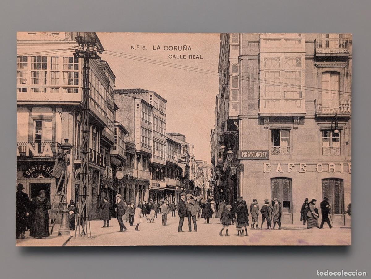 Postales: BONITA POSTAL LA CORU&Ntilde;A N&ordm; 6 CALLE REAL ED LIBRERIA LINO PEREZ ANIMADA PERFECTA CONSERVACION