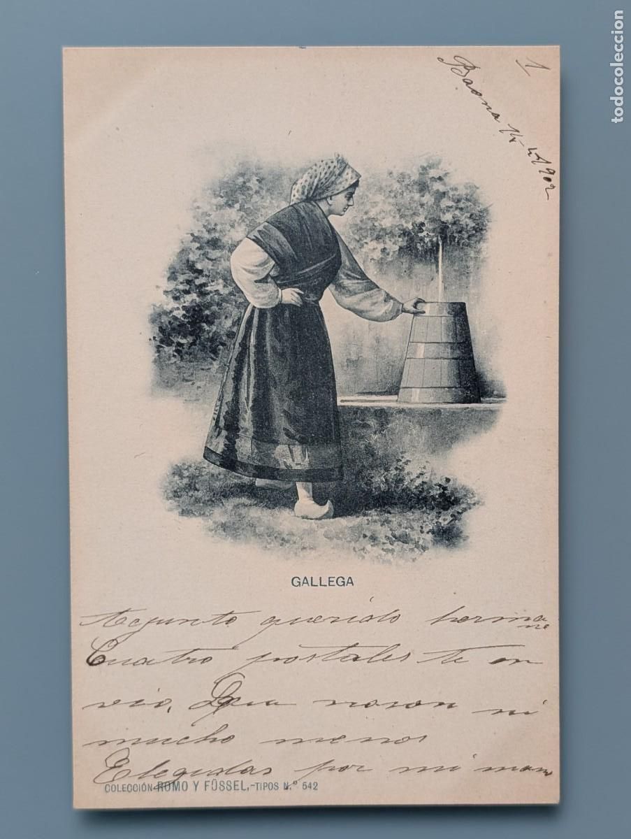 Postales: POSTAL COLECCION ROMO Y FUSSEL N&ordm; 542 GALLEGA TIPOS GALLEGOS CORU&Ntilde;A LUGO PONTEVEDRA ORENSE PERFECTA