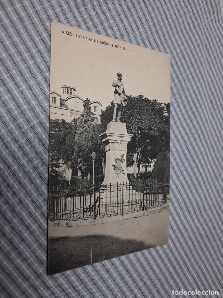 Postales: Postal antigua Galicia. Vigo. Estatua de M&eacute;ndez N&uacute;&ntilde;ez