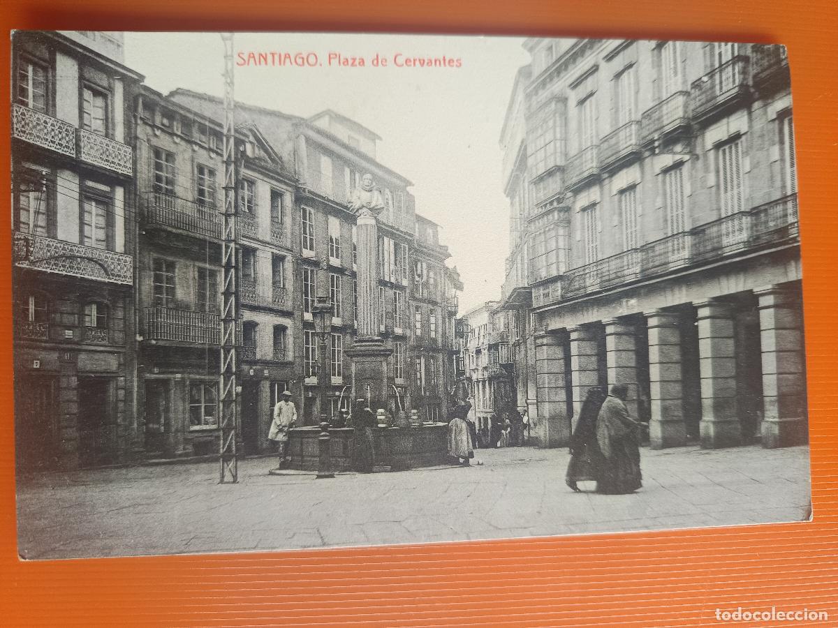 Postales: POSTAL SANTIAGO DE COMPOSTELA, PLAZA DE CERVANTES, 437 FOTOTIPIA THOMAS BARCELONA, S/C