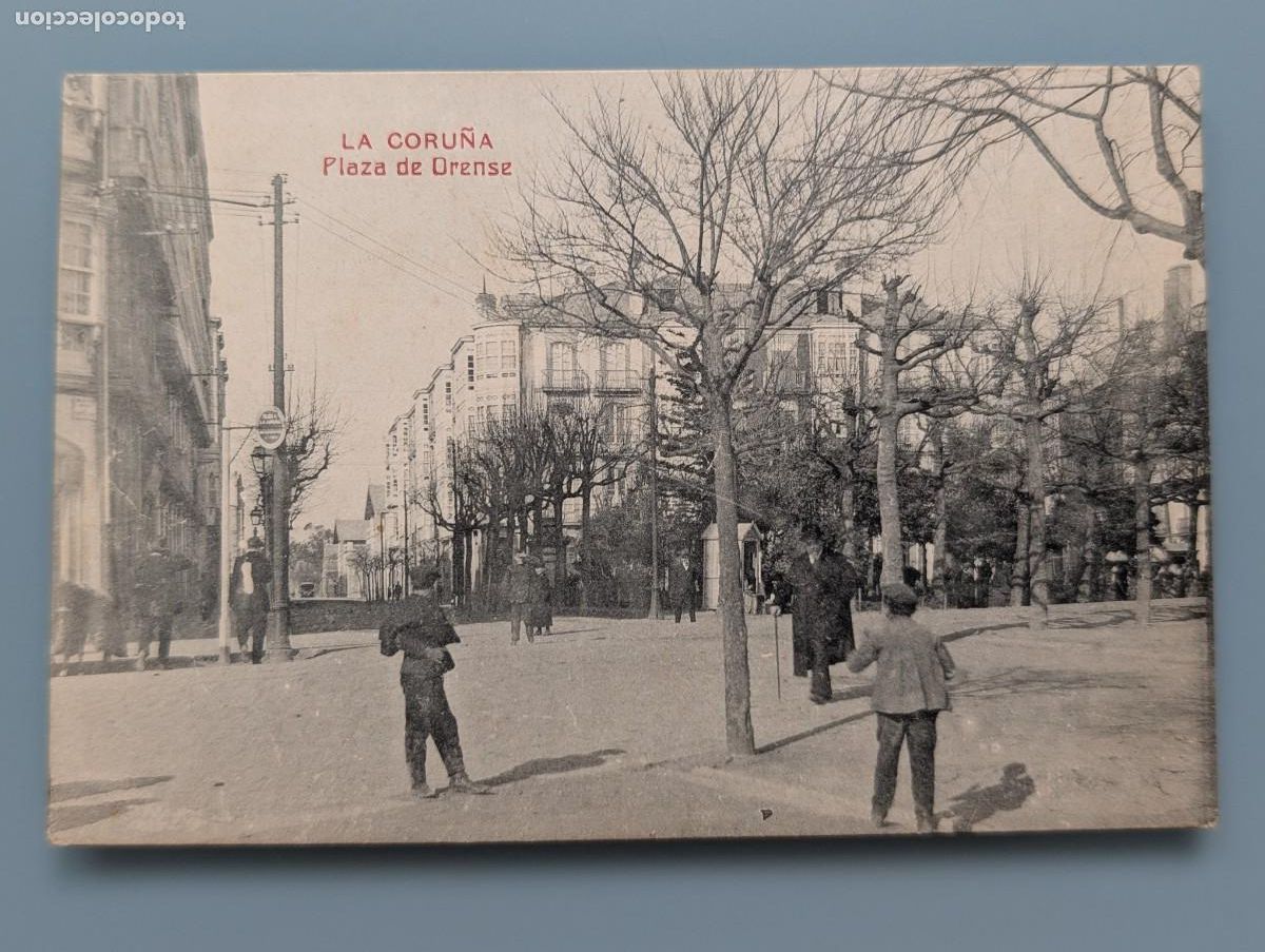 Postales: RARA POSTAL LA CORU&Ntilde;A PLAZA DE ORENSE GALICIA ANIMADA ESCRITA NO CIRCULADA PERFECTA CONSERVACION