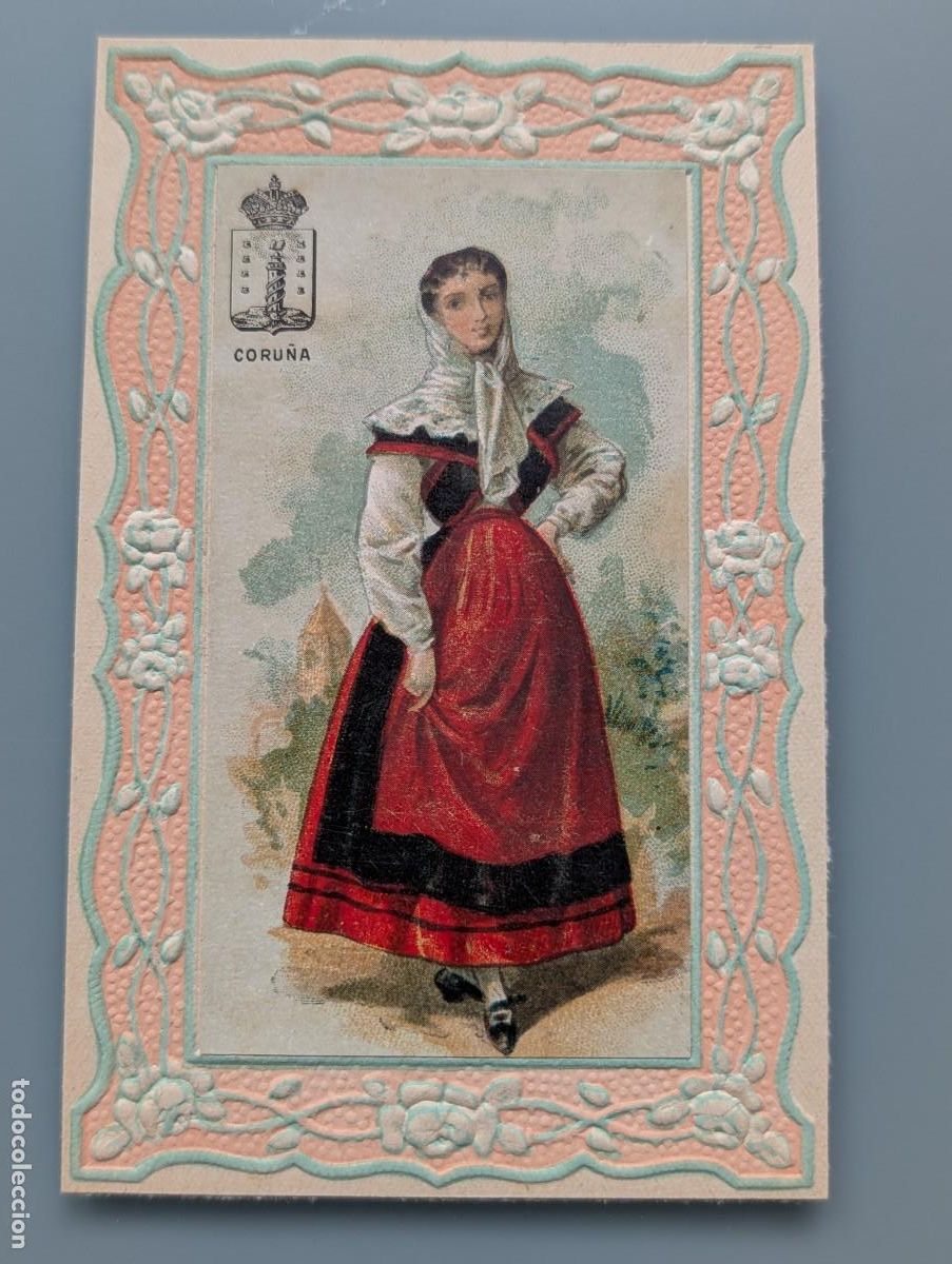 Postales: RARA POSTAL EN RELIEVE COLECCION TIPOS ESPA&Ntilde;OLES GALLEGOS A CORU&Ntilde;A LUGO VIGO ORENSE PERFECTA CONSERV