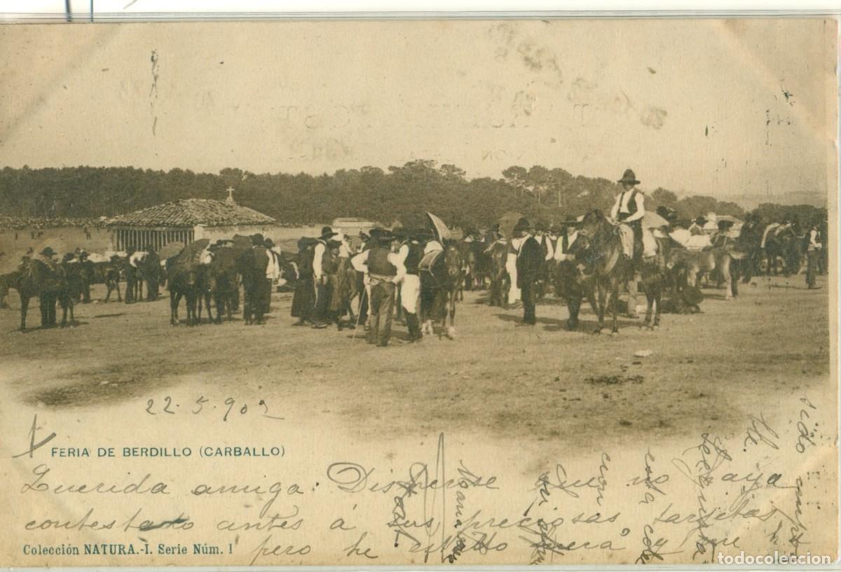 Postales: A CORU&Ntilde;A. FERIA DE BERDILLO. CARBALLO. CIRCULADA EN 1902