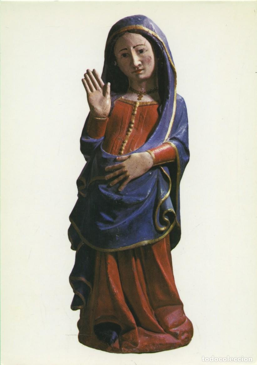 Postales: N&ordm; 7-TUY. Pontevedra. Museo Diocesano. Virgen &rdquo;do Libramento&rdquo; en piedra, siglo XV. San Salvador de B