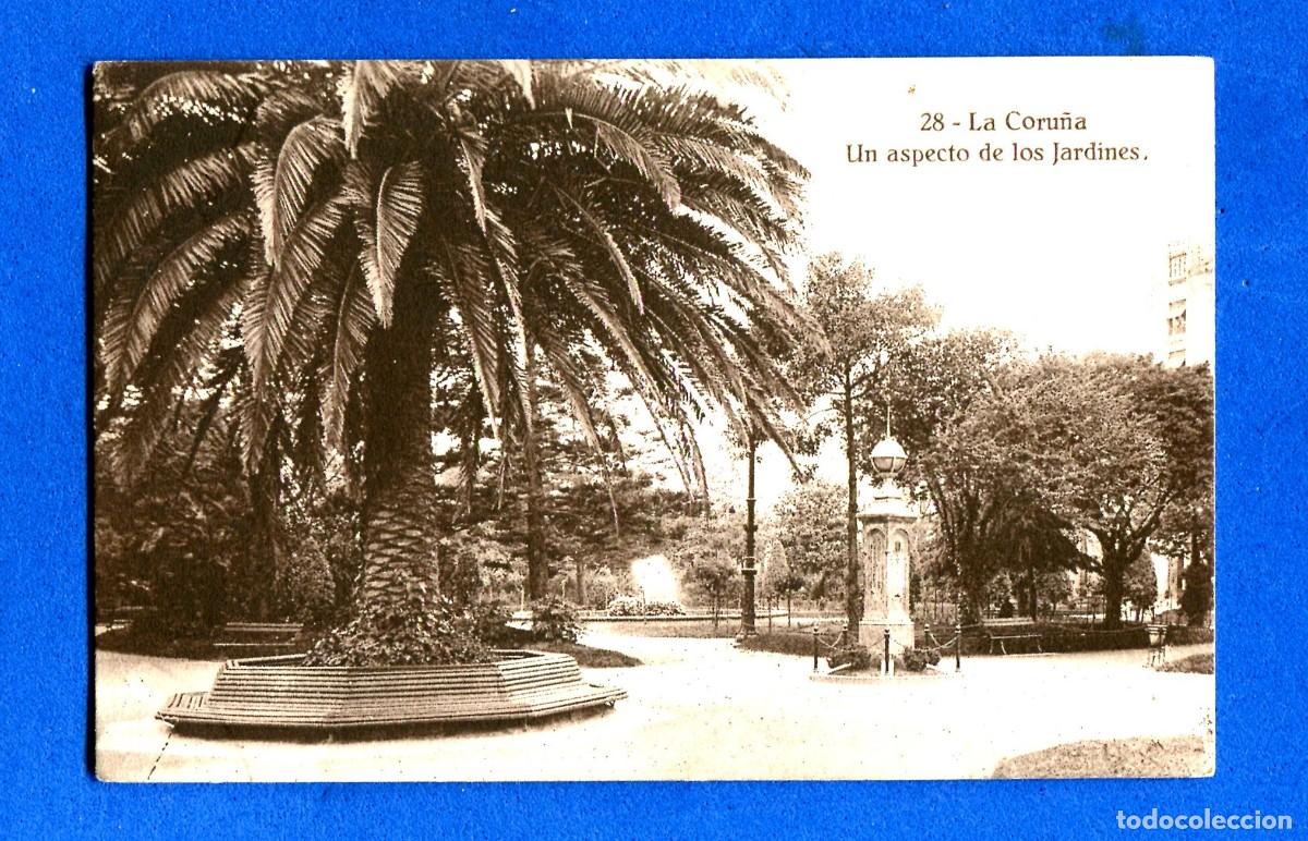 Postales: POSTAL SIN CIRCULAR LA CORU&Ntilde;A 28 UN ASPECTO DE LOS JARDINES EDITA KALLMEYER