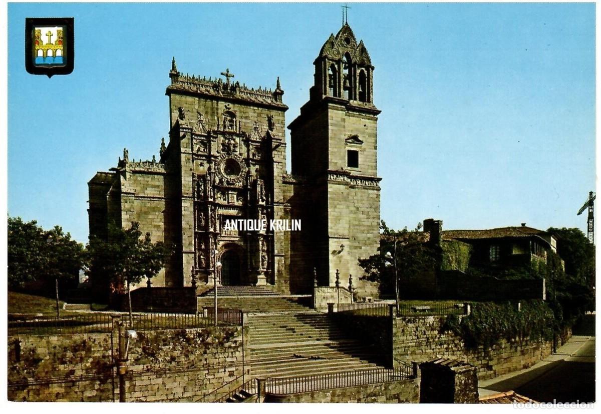 Postales: PONTEVEDRA N&ordm; 64 FACHADA BASILICA DE SANTA MARIA / ESCUDO DE ORO / SIN FRANQUEAR