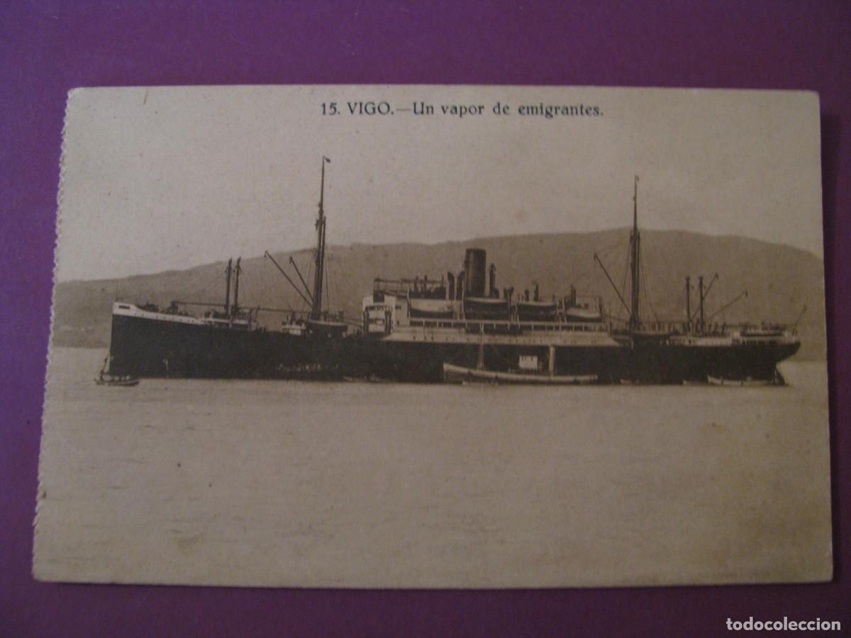 Postales: POSTAL DE VIGO. 15. UN VAPOR DE EMIGRANTES. GRAFOS.