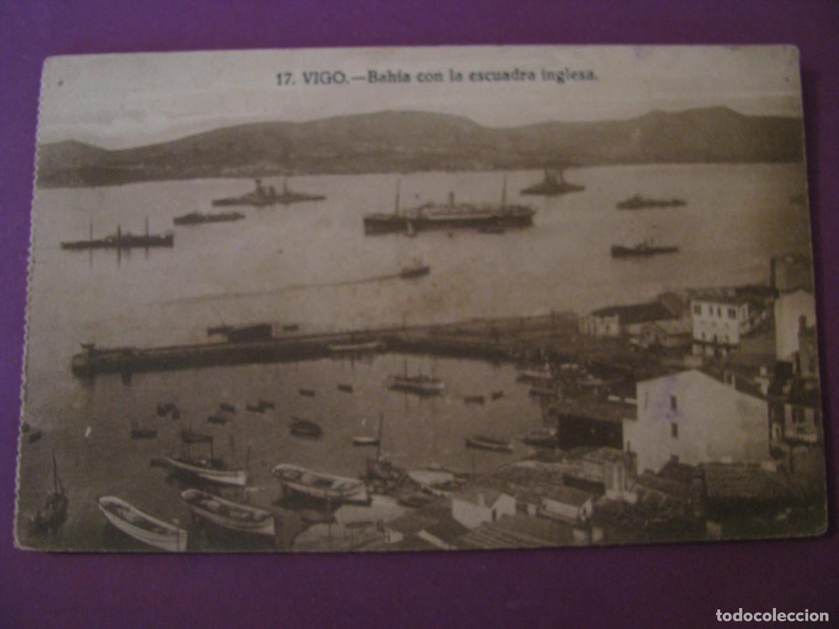 Postales: POSTAL DE VIGO. 17. BAHIA CON LA ESCUADRA INGLESA. GRAFOS.