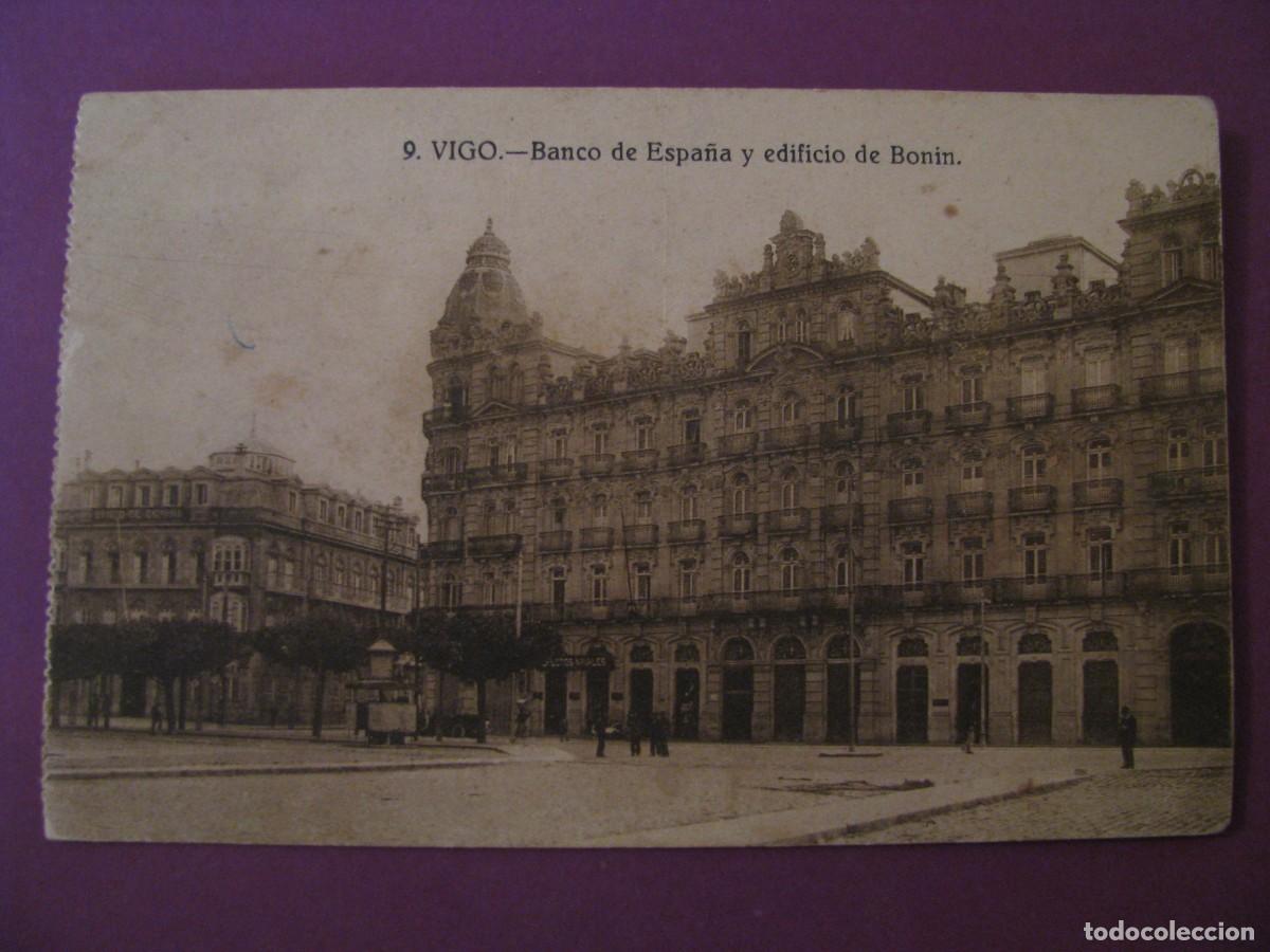 Postales: POSTAL DE VIGO. 9. BANCO DE ESPA&Ntilde;A Y EDIFICIO DE BONIN. GRAFOS. - Foto 1