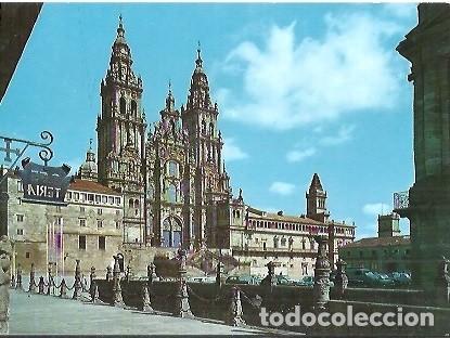 Postales: POSTAL A COLOR 42 SANTIAGO DE COMPOSTELA CATEDRAL FACHADA DEL OBRADOIRO Y GALERIA DEL CLAUSTRO GARCI