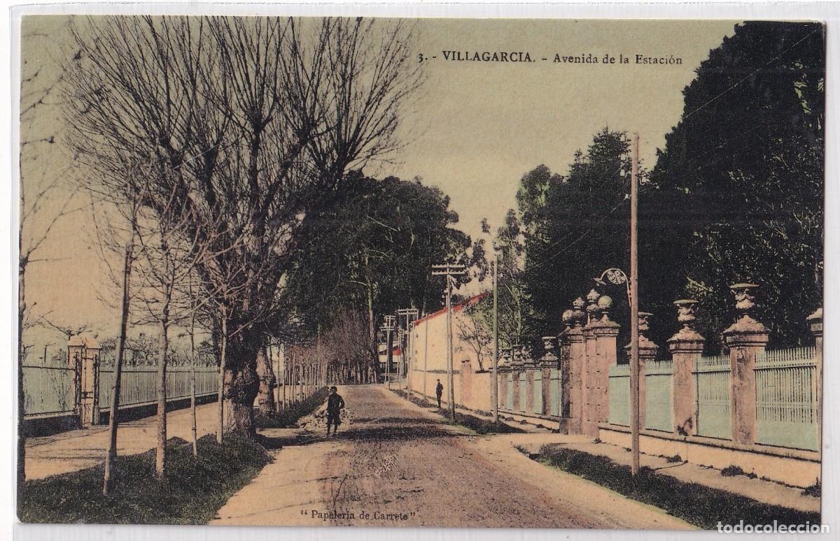 Postales: Villagarc&iacute;a 3 Avenida de la Estaci&oacute;n. Papeler&iacute;a de Carrete. Sin circular.