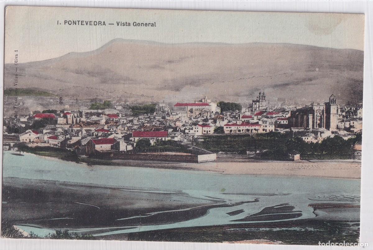 Postales: Pontevedra 1 Vista general . Papeler&iacute;a de Francisco Vi&ntilde;as. Sin circular