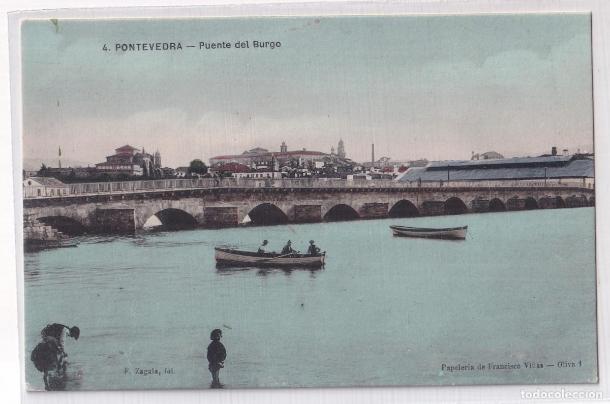 Postales: Pontevedra 4 Puente del Burgo. Papeler&iacute;a de Francisco Vi&ntilde;as. Sin circular