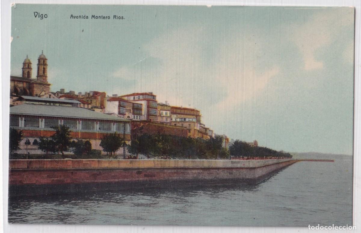 Postales: Vigo Avenida Montero Rios. Edici&oacute;n J. Figueros. Sin circular.