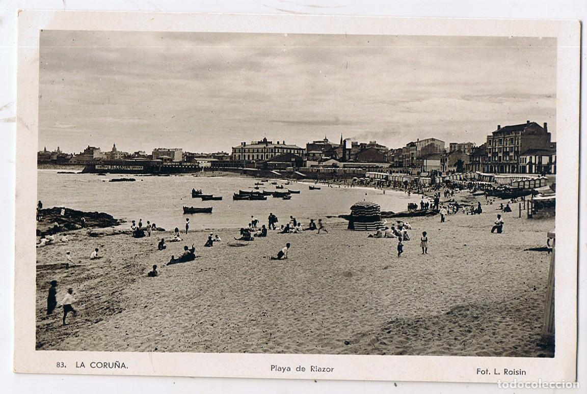 Postales: Playa de Riazor, Postal antigua de Coru&ntilde;a. Roisin