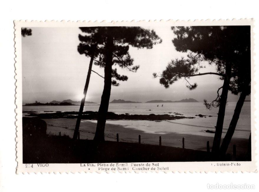 Postales: VIGO.- LA RIA. PLAYA DE SAMIL PUESTA DE SOL. - Foto 1