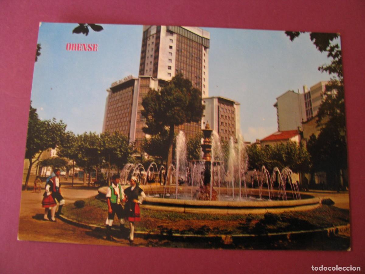 Postales: POSTAL DE ORENSE. FUENTE LUMINOSA Y TORRE DE ORENSE. ED. PARIS. ESCRITA