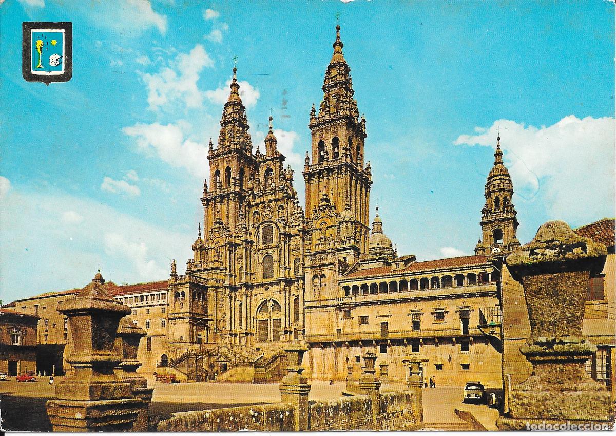 Postales: [POSTAL] Fachada del Obradoiro. Catedral. Santiago de Compostela (Pontevedra) A&ntilde;o 1965 (circulada)