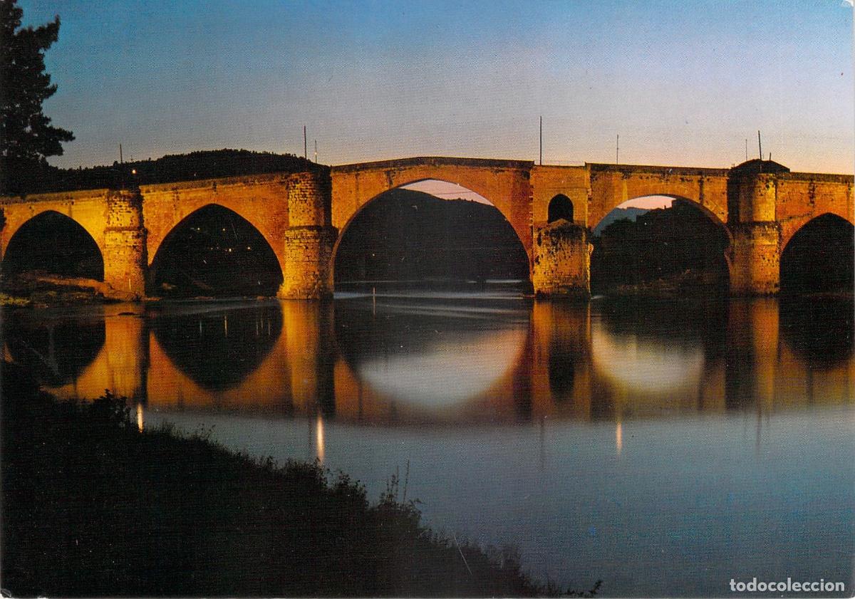 Postales: Postal de Orense con Vista Nocturna del Puente Romano