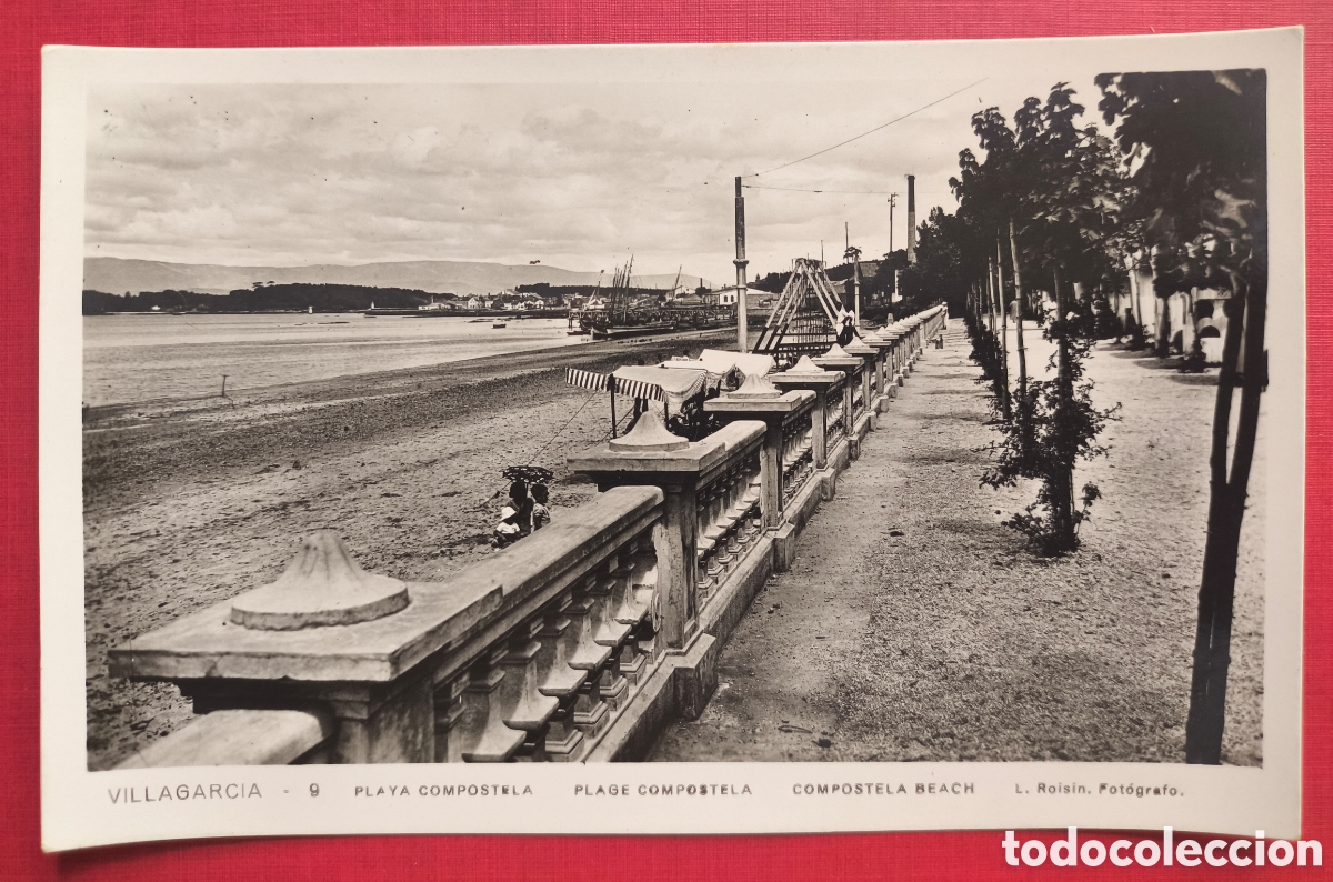 Postkarten: VILAGARCIA DE AROUSA PLAYA POSTAL FOTOGR&Aacute;FICA PONTEVEDRA GALICIA C. 1945