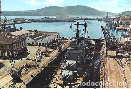Postales: POSTAL A COLOR 43 EL FERROL DEL CAUDILLO EL ARSENAL DIQUE SECO CRUCERO CANARIAS GARCIA GARRABELLA