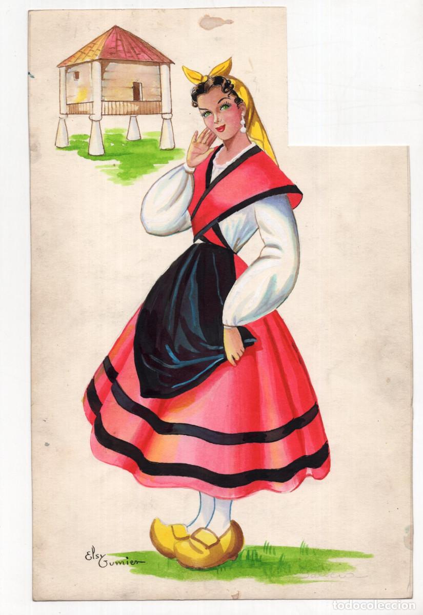 Postales: GALICIA.- ELSI GUMIER, PROTOTIPO ORIGINAL DEL QUE SE EDITAR&Oacute;N DESPUES LAS POSTALES. 29X19