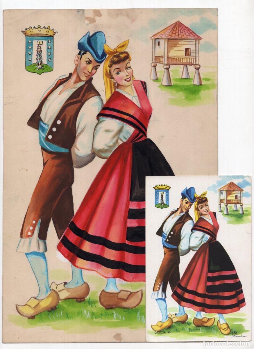 Postales: GALICIA.- ELSI GUMIER, PROTOTIPO ORIGINAL DEL QUE SE EDITAR&Oacute;N DESPUES LAS POSTALES. 29X19
