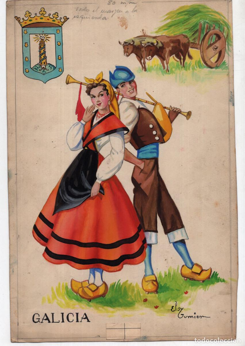 Postales: GALICIA.- ELSI GUMIER, PROTOTIPO ORIGINAL DEL QUE SE EDITAR&Oacute;N DESPUES LAS POSTALES. 30X20,3