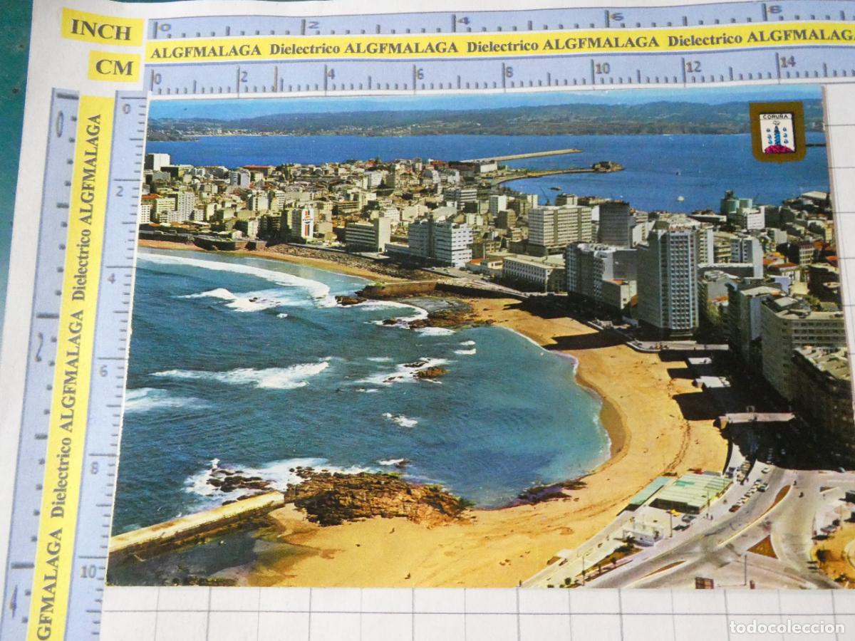 Postales: POSTAL DE LA CORU&Ntilde;A. A&Ntilde;O 1976. VISTA AEREA PLAYAS DE RIAZOR Y OZ&Aacute;N 83 ESCUDO ORO. 701