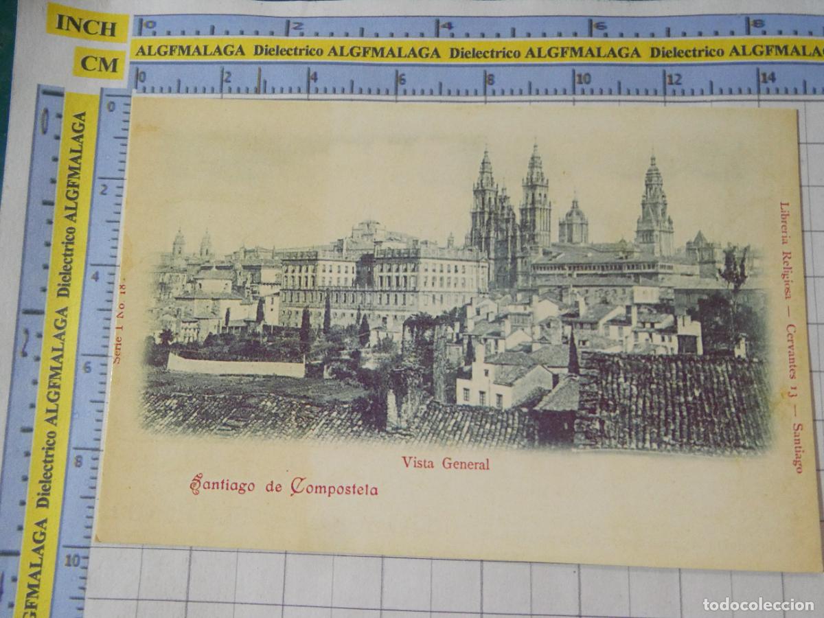 Postales: POSTAL DE LA CORU&Ntilde;A. FACS&Iacute;MIL SANTIAGO COMPOSTELA VISTA GENERAL. CORREO GALLEGO EL MUNDO RENFE. 703