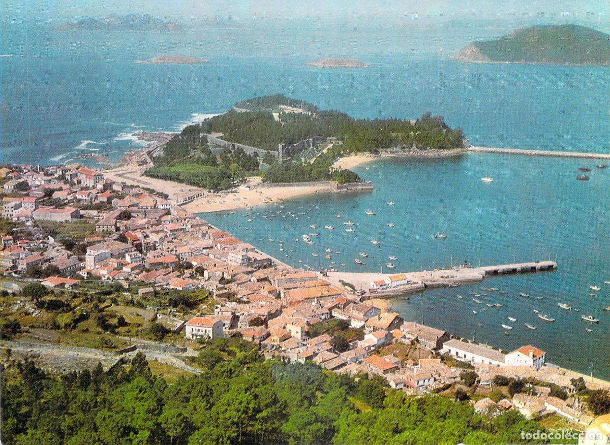 Postales: Postal de Baiona, Pontevedra: Vista A&eacute;rea y Castillo de Monterreal