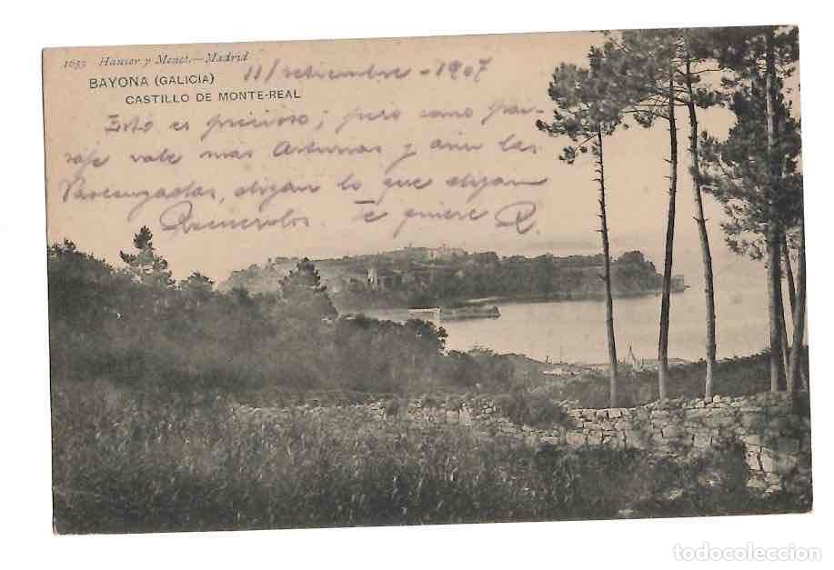 Postales: TARJETA POSTAL BAYONA (GALICIA) CASTILLO DE MONTE-REAL- N&ordm; 1653 HAUSER Y MENET, A&Ntilde;O 1907
