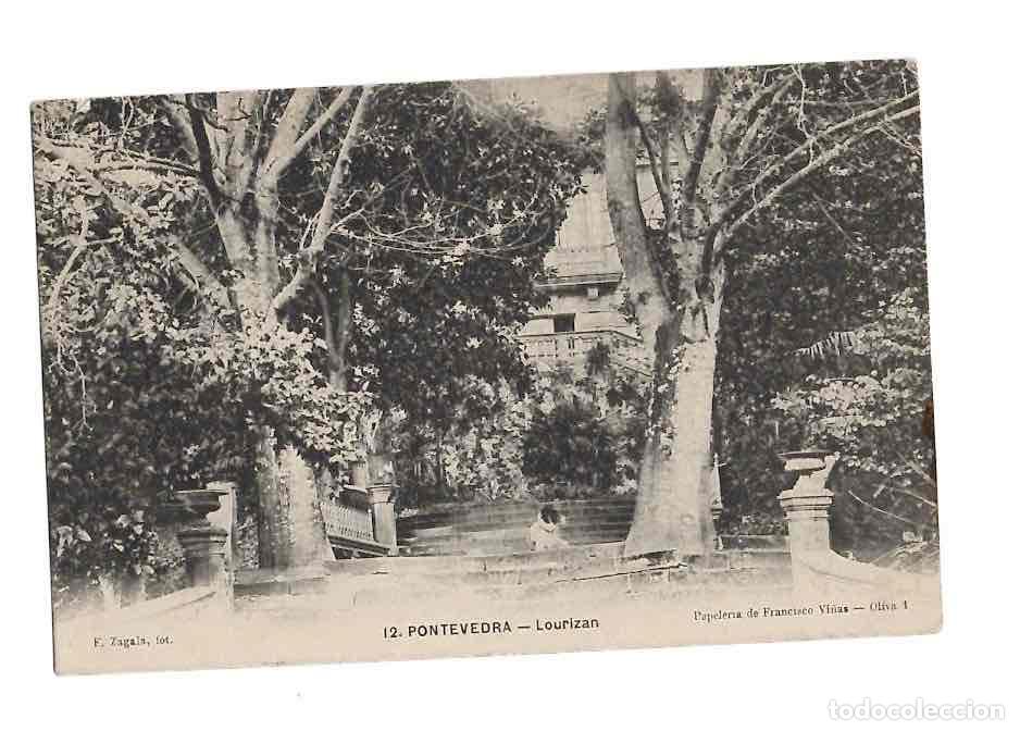 Postales: TARJETA POSTAL PONTEVEDRA 12 LOURIZAN. F. ZAGALA FOT. PAPELERIA DE FRANCISCO VI&Ntilde;AS, A&Ntilde;O 1909