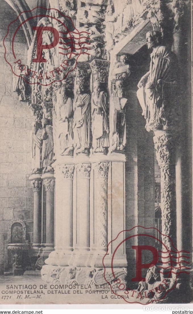 Cartoline: SANTIAGO DE COMPOSTELA BASILICA COMPOSTELANA DETALLE DEL PORTICO DE LA GLORIA GALICIA ESPA&Ntilde;A ESPA