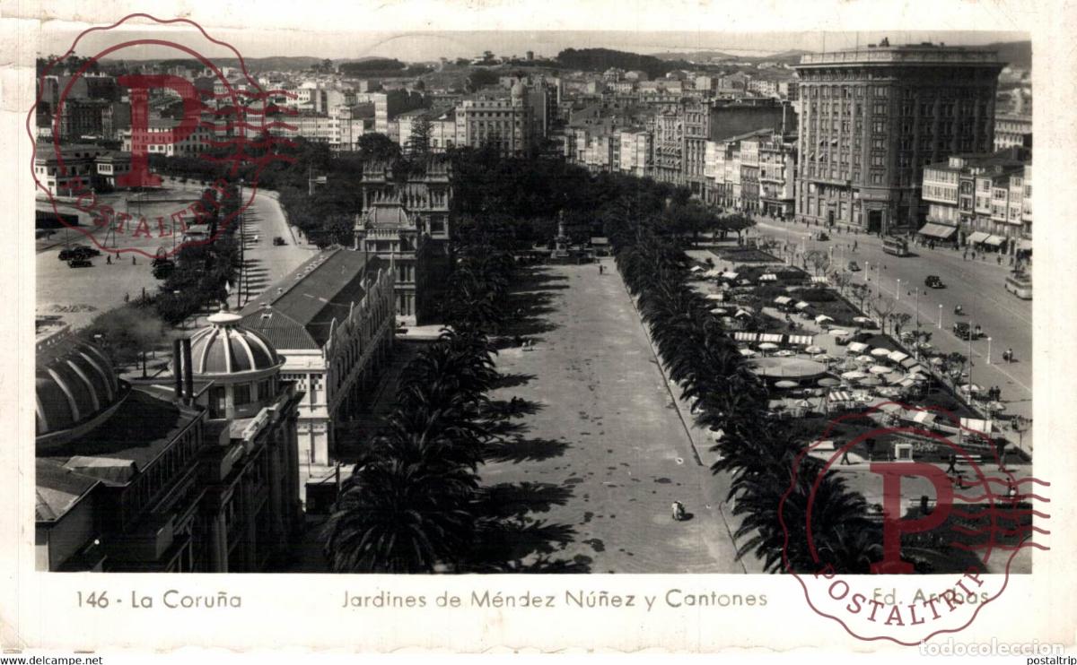 Cartoline: LA CORU&Ntilde;A JARDINES DE M&Eacute;NDEZ N&Uacute;&Ntilde;EZ Y CANTONES GALICIA ESPA&Ntilde;A ESPAGNE