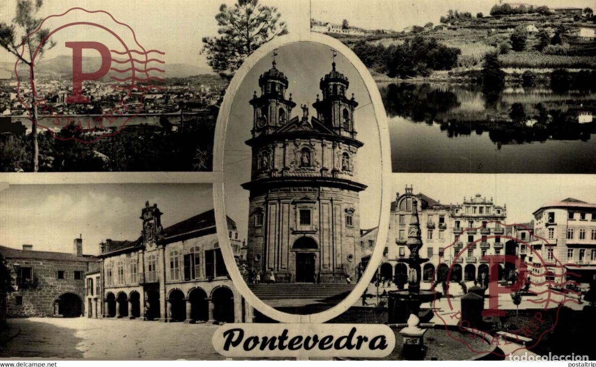Cartoline: PONTEVEDRA VISTA GENERAL PAISAJE DE SAN BENITO DESDE EL RIO JEREZ PLAZA DE LA PEDREIRA GALICIA