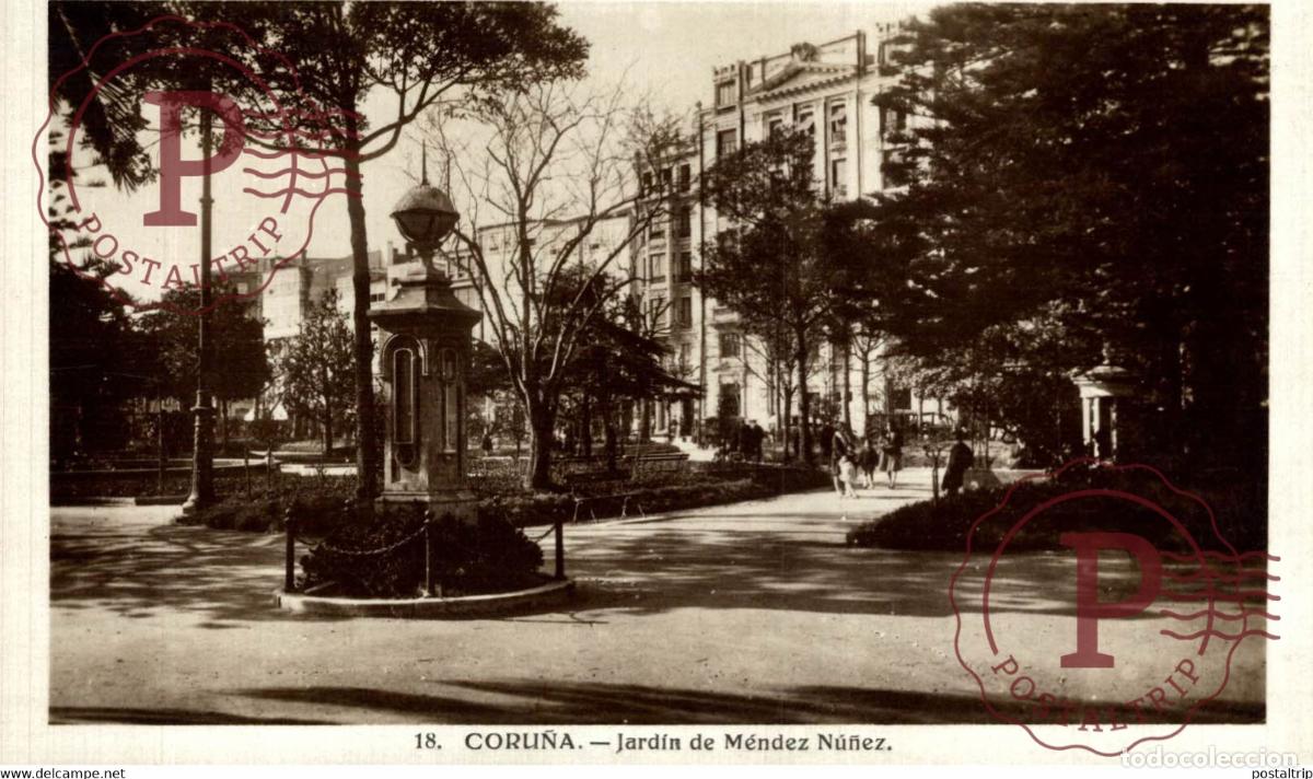 Cartoline: LA CORU&Ntilde;A JARDINES DE M&Eacute;NDEZ N&Uacute;&Ntilde;EZ GALICIA ESPA&Ntilde;A ESPAGNE