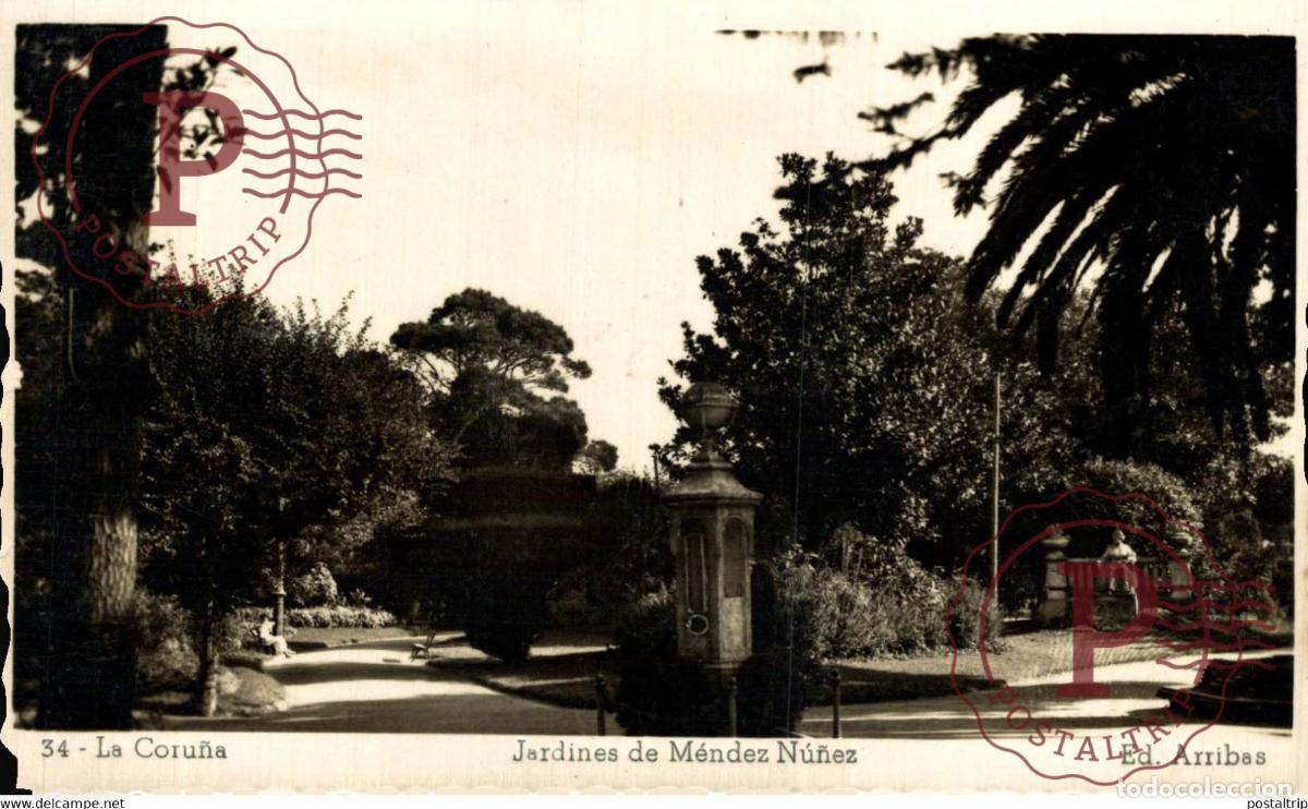 Postcards: LA CORU&Ntilde;A JARDINES DE M&Eacute;NDEZ N&Uacute;&Ntilde;EZ GALICIA ESPA&Ntilde;A ESPAGNE
