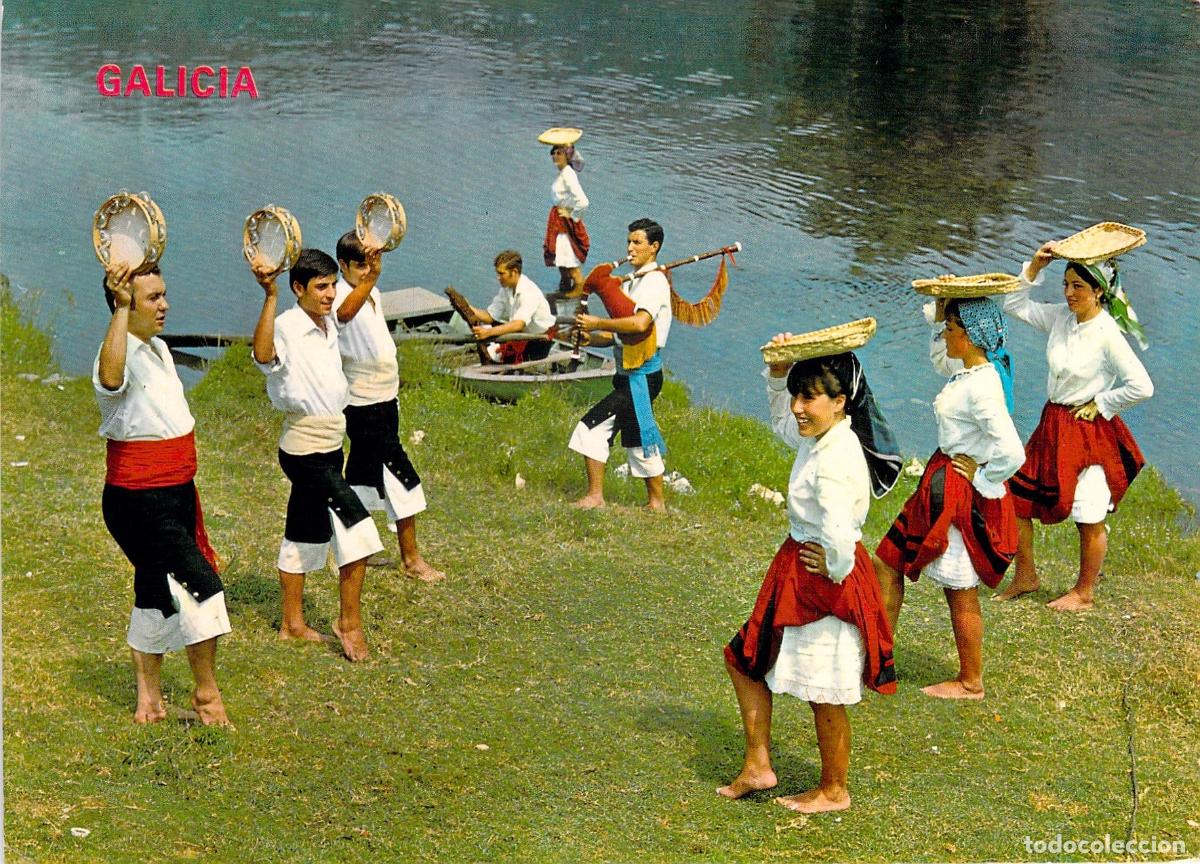 Postales: Postal de Galicia: Danza Tradicional de Patelas y Pandeiras