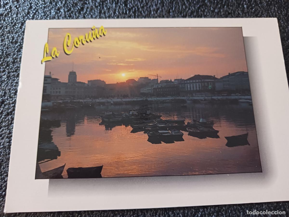 Postales: 265 la coru&ntilde;a, darsena, nocturna, ed. arribas