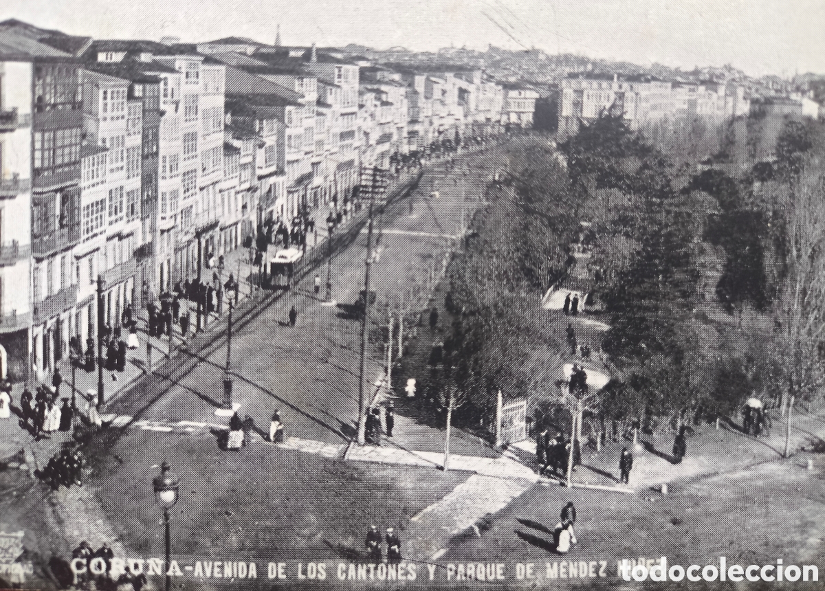 Postales: A CORU&Ntilde;A AVENIDA DE LOS CANTONES - M&Eacute;NDEZ N&Uacute;&Ntilde;EZ POSTAL ANIMADA FOT. FERRER C. 1910
