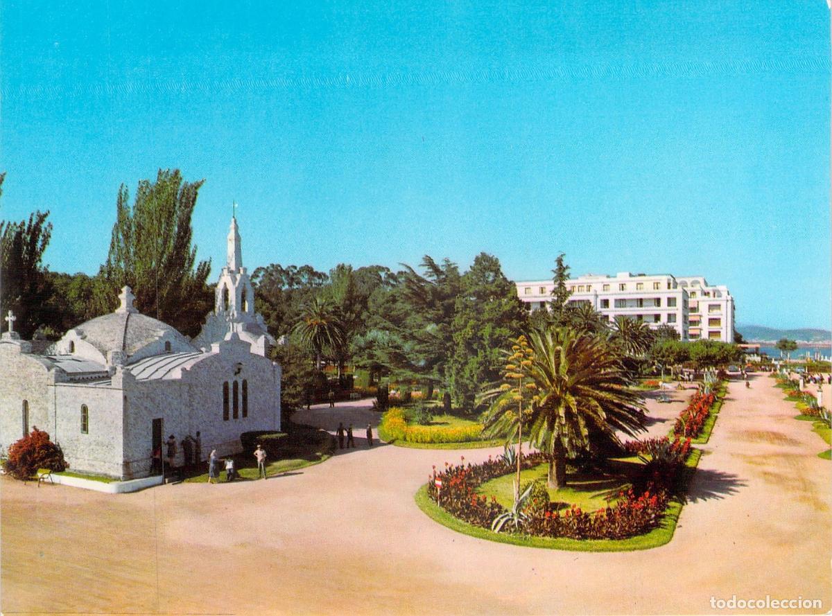 Postales: Postal Iglesia de la Toja y Gran Hotel de Galicia
