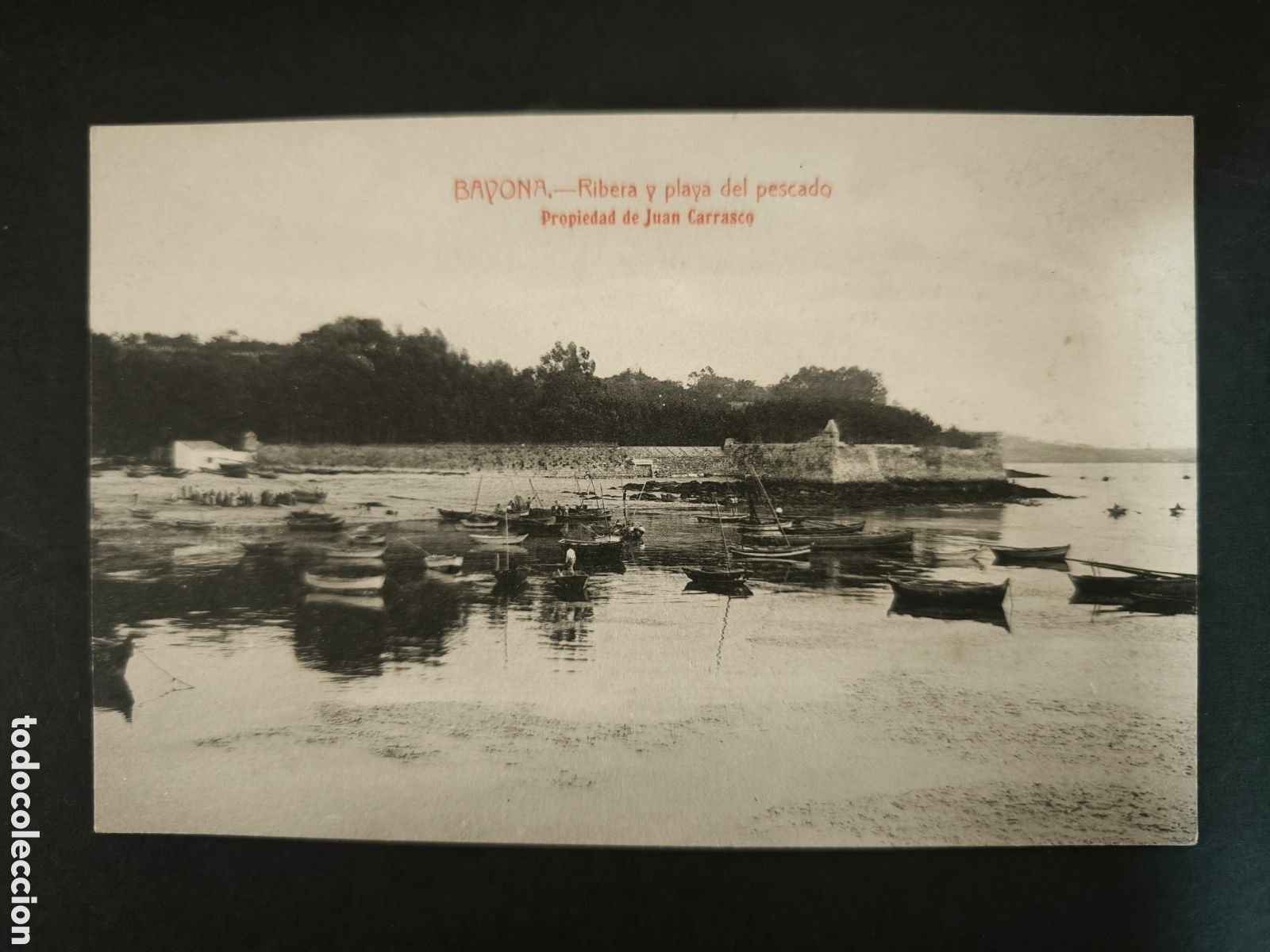 Postales: Postal antigua Bayona. Ribera y playa del pescado. Pontevedra, Galicia.